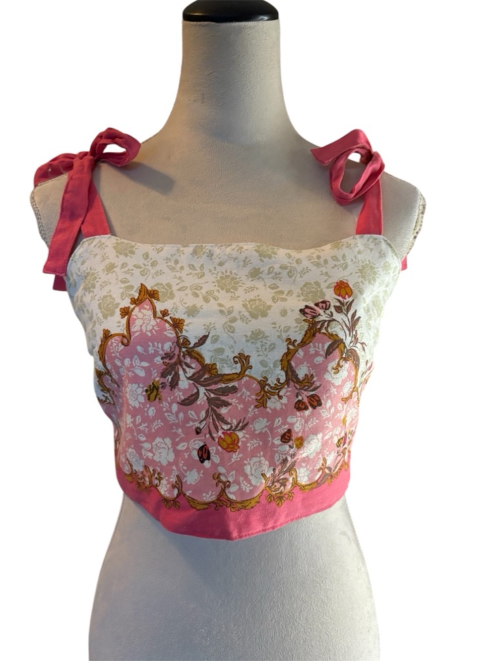 Rachel Zoe Floral Pink Tie-Strap Crop Top
